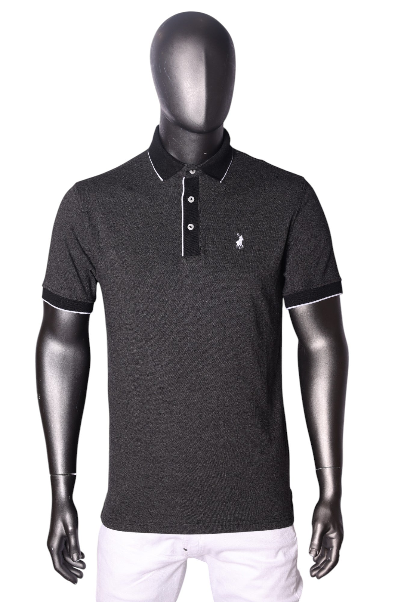 Polo Golfer Melange Tipped Black